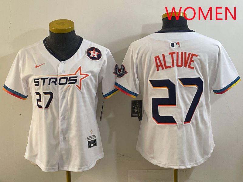 Women Houston Astros #27 Altuve White Fourth generation Joint Name 2025 Nike MLB Jersey style 10